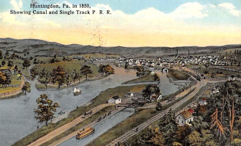 Pennsylvania Railroad and Canal in the town of Huntingdon in 1850